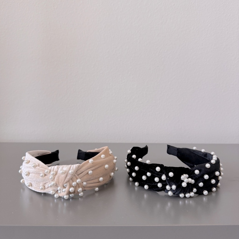 Pearl Knotted Velvet Headbands (2)